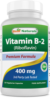Best Naturals Vitamin B2 400mg bottle with daily energy support