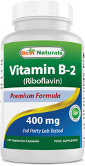 Best Naturals Vitamin B2 400mg bottle with daily energy support