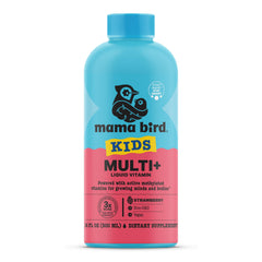Best Nest Wellness Kids Liquid Multivitamin bottle highlights strawberry flavor for daily immune and energy support.