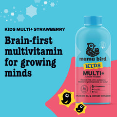 Best Nest Wellness Kids Liquid Multivitamin label shows vegan and gluten-free highlights.