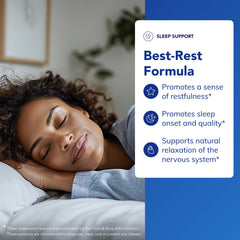 Valerian and chamomile blend symbolizes time-tested sleep onset support.