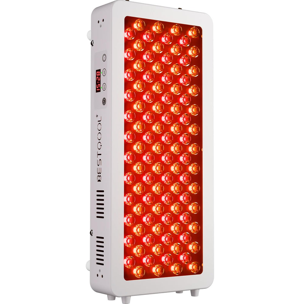 BestQool Pro100 panel front view for a compact home red light therapy setup.