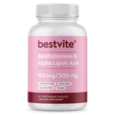 BestVITE benfotiamine bottle close-up for daily support with ALA