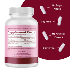 BestVITE benfotiamine-ala label highlighting gluten-free and non-GMO features