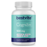 BESTVITE Cognizin 500mg bottle close-up for daily memory and focus support.