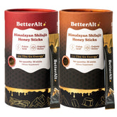 Better Alt Shilajit Sticks Cinnamon packaging shows convenient 60-stick box for daily energy.