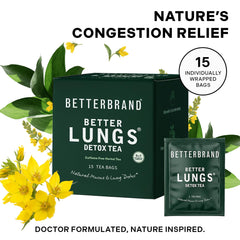 Betterbrand Caffeine-free lung detox tea in a relaxing cup.
