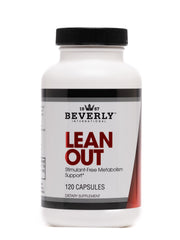 Beverly International Lean Out bottle front, highlighting stimulant-free fat burning support
