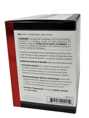 Ingredients label close-up on Super Pak showing chelated minerals for better utilization.