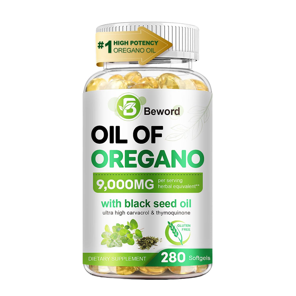 BEWORD oil of oregano with black seed oil bottle front for immune-support blend
