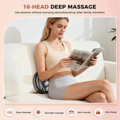Beyn massage gun with 16-head attachments provides versatile treatment across legs, back, and shoulders