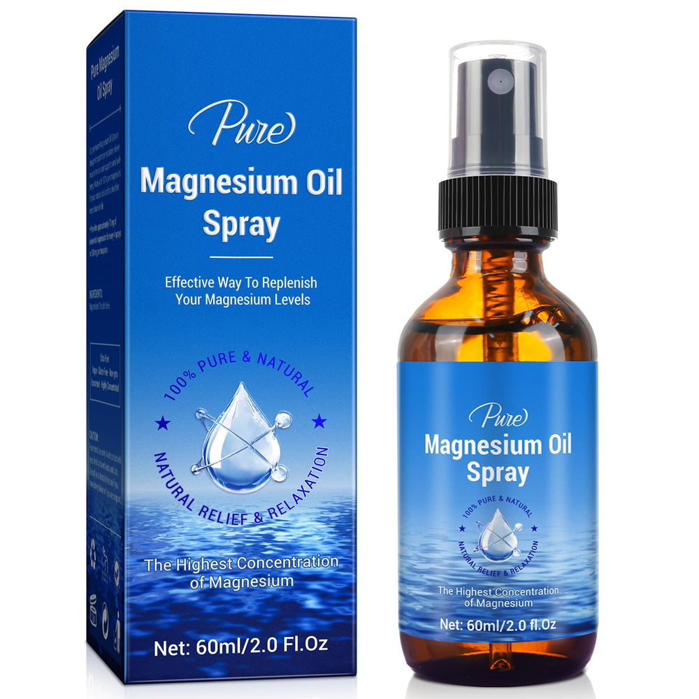 BHMSHY magnesium oil spray in a glass bottle for easy, on-the-go skin nourishment