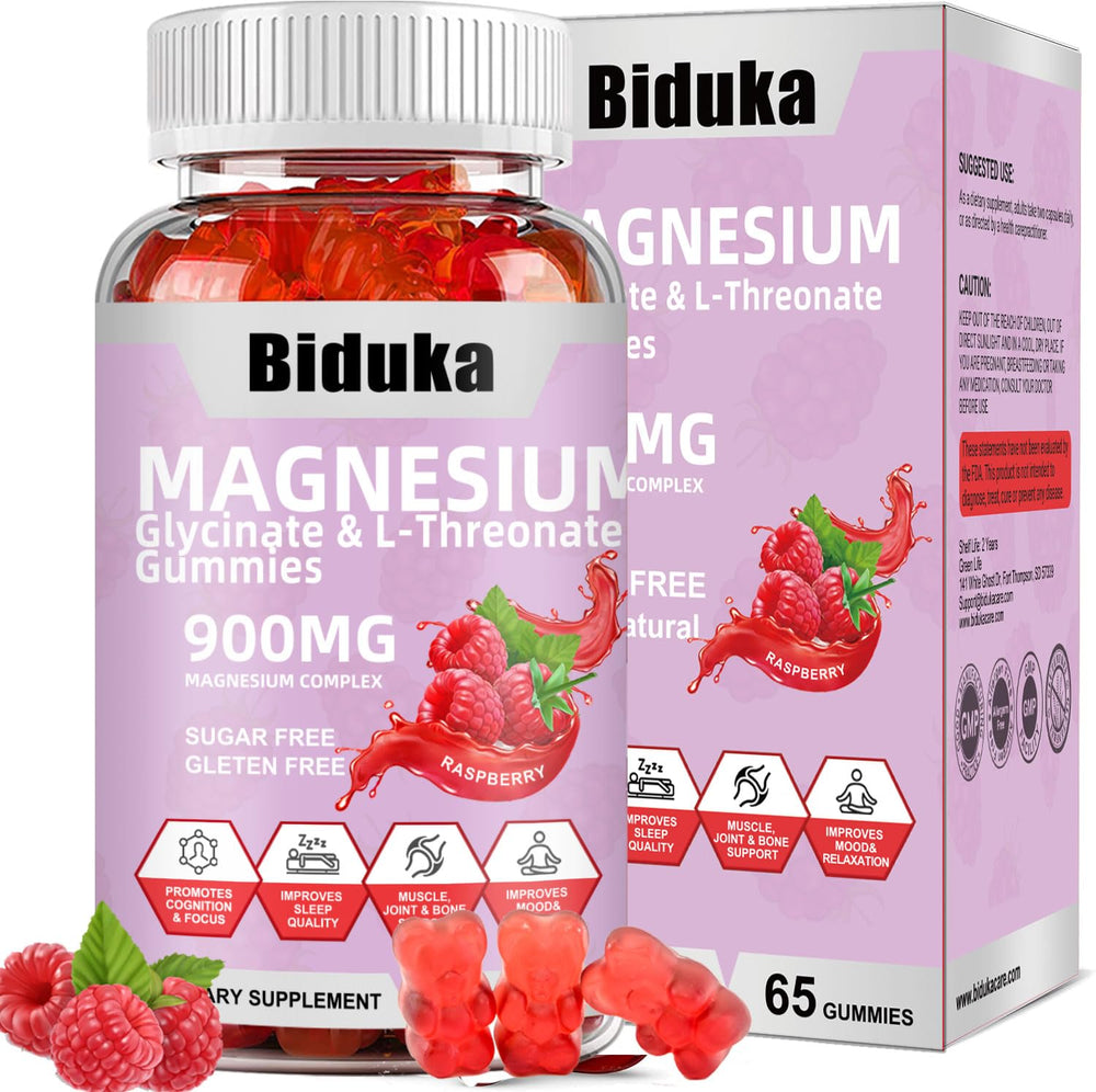Biduka 900mg magnesium complex bottle for relaxation and daily support.