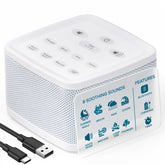 Big Red Rooster white noise machine with rain sound for restful sleep.