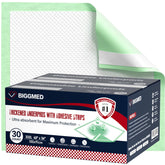 BIGGMED extra-large bed pad with adhesive strips stays securely in place on bed.