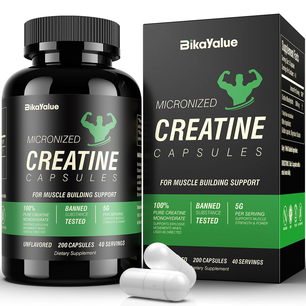 BIKAYALUE Creatine Monohydrate bottle front suitable for intense workouts