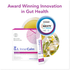 Biocidin Drink Mix GI InnerCalm dissolved in water shows a smooth soothing beverage