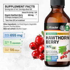 Vegan non-GMO alcohol-free tincture label on BIO KRAUTER bottle