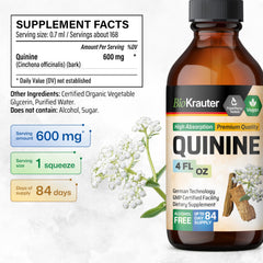 Visual of the three-ingredient formula: water, glycerin, and quinine bark in BIO KRAUTER tincture.