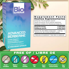 Bio Nutrition Berberine capsules close-up highlighting plant-based formula for immune support.