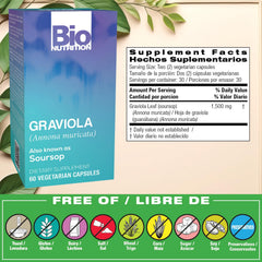 Bio Nutrition Graviola label showing mg per serving
