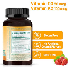 Biobor D3 K2 Gummies bottle back shows supplement facts for informed choices.