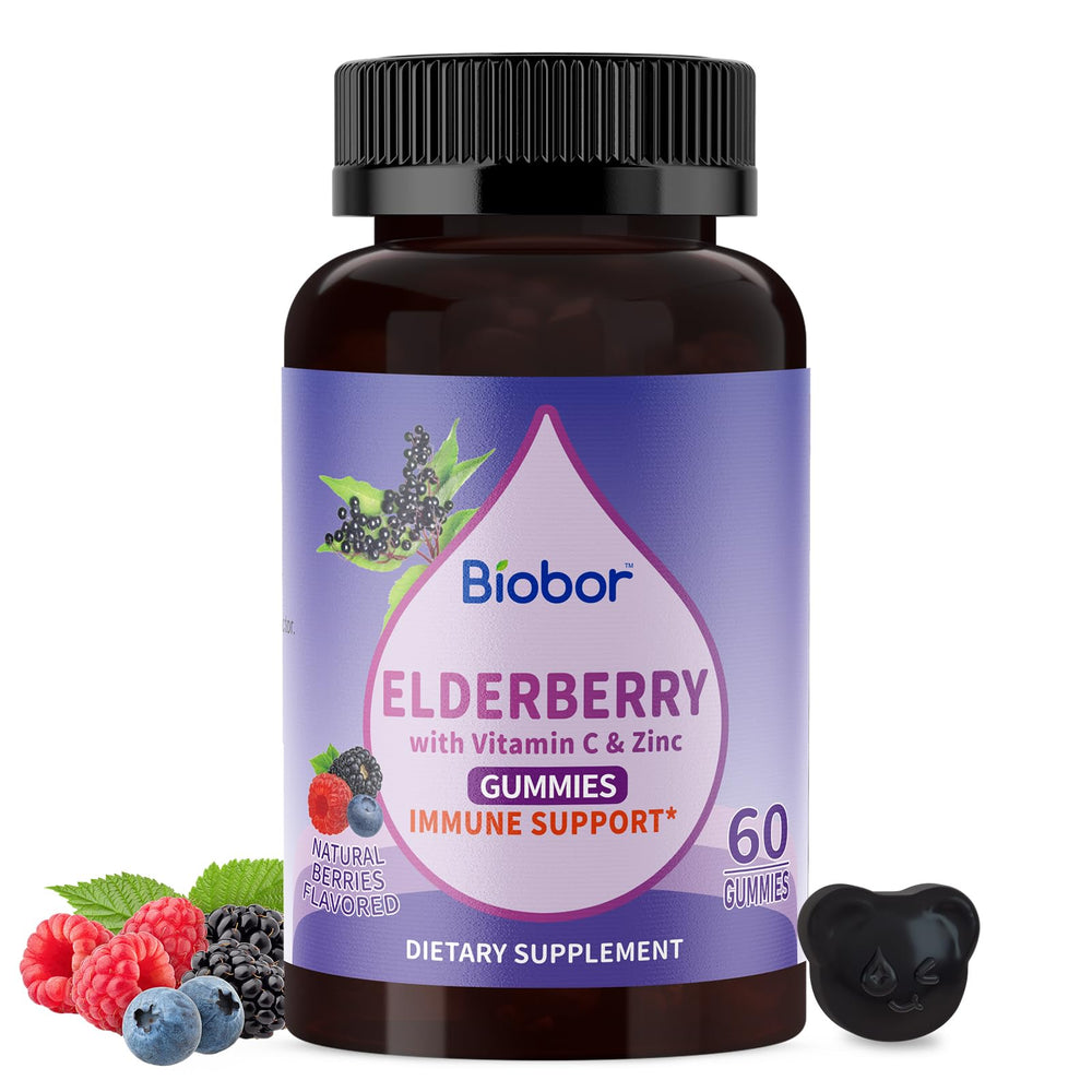 Biobor Elderberry Gummies bottle for convenient daily immune support.