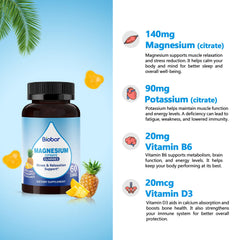Biobor Potassium Magnesium Gummies on hand showing portability for travel.
