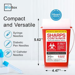 BioBox contenedor compacto para desechar agujas y jeringas durante traslado.