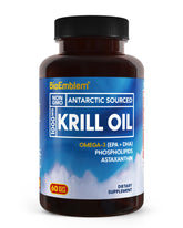 BioEmblem Antarctic Krill Oil bottle showing 1000mg potency and EPA/DHA support