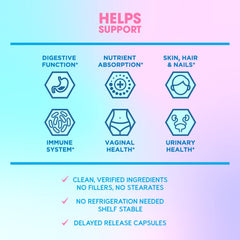 BioEmblem beauty probiotics capsules highlighting 35B CFU and 14 strains for women