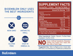 Krill oil capsules with astaxanthin emphasizing natural antioxidant properties
