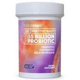 BioEmblem Probiotics bottle highlighting 55B CFU for daily digestion.