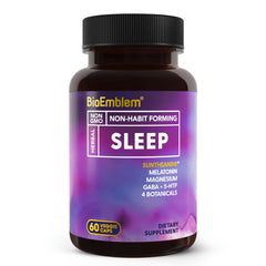 BioEmblem Sleep Aid bottle with melatonin for smoother bedtime routine