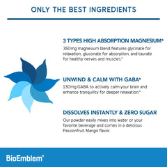BioEmblem Triple Magnesium powder in a glass of passionfruit mango flavor.