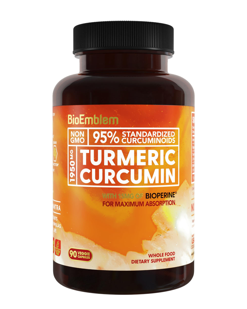 BioEmblem Turmeric Curcumin bottle for daily joint support.