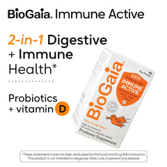 BioGaia Immune Active Kids chewables tablet in hand highlighting kid-friendly size.