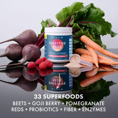 BIOHM Digestive Reds powder scoop ready for a measured serving