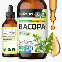 BIO KRAUTER Bacopa bottle front highlighting vegan brain support