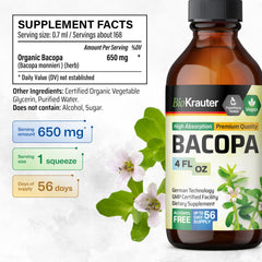 BIO KRAUTER Bacopa liquid drops poured into water for easy intake