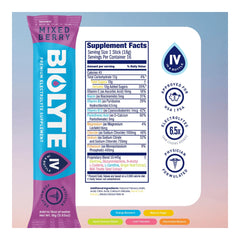 BIOLYTE IV electrolyte packets back view showing packaging details.