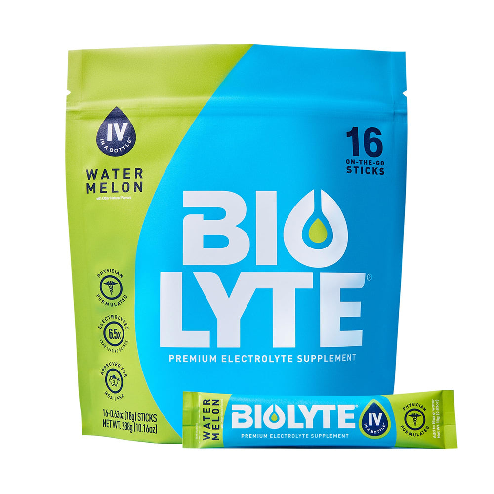 Biolyte Watermelon packets on the go for quick hydration.