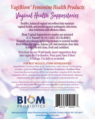 Biom Vaginal Probiotic Suppository box close-up highlighting user-friendly design.