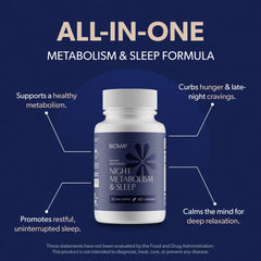 BIOMA Night Metabolism & Sleep label highlights key ingredients for night use.