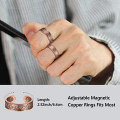 BioMag copper ring displays four unique patterns for versatile outfits.