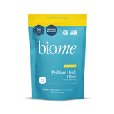 Bio.me psyllium husk fiber powder tub front view for digestive support.