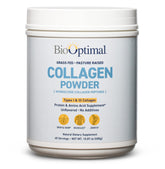BioOptimal Collagen Peptides Powder jar — versatile unflavored mix-in for daily drinks.