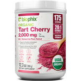 Biophix Tart Cherry Powder Extract bottle showing compact organic packaging for daily antioxidant support.