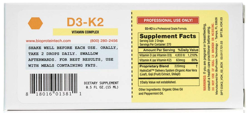BioProtein Technology D3-K2 liquid sublingual droplet for daily vitamin support