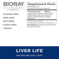 BIORAY Clinical Liver Life dosing dropper with clear labeling for easy, precise dosing